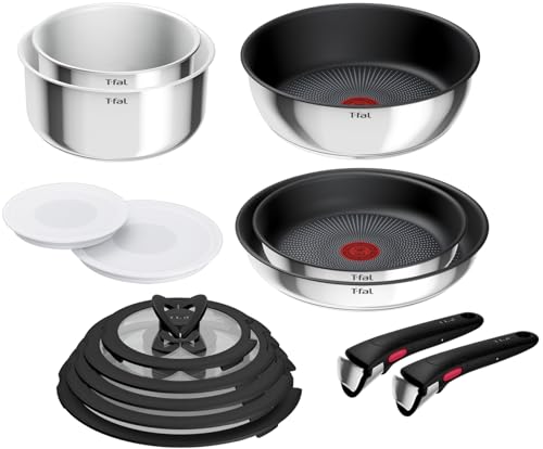 【オンライン限定】 ティファール 取っ手のとれる 鍋 フライパンセット 充実の14点セット IH ガス火対応 専用取っ手2本付き PFOAなどの有害物質不使用 「インジニオ･ネオ IHステンレス グレース」 こびりつきにくさ長持ち ステンレス L893SE ティファール 取っ手のとれる 鍋 フライパンセット 実物画像・外観写真