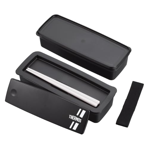 サーモス 弁当箱 2段 フレッシュランチボックス ハシ付き 980ml ブラックシルバー DJS-981W BKSL 最後 画像