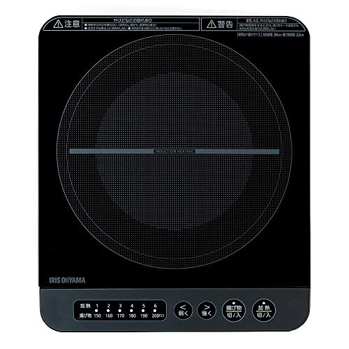 アイリスオーヤマ クッキングヒーター IHコンロ 1400W 卓上 小型 6段階火力調整 揚げ物 デザイン 簡単お手入れ 1口 IHクッキングヒーター 一人暮らし 二人暮らし 買い足し 家庭用 IHK-T37-B ブラック 卓上IHコンロ 選び方 実物画像・外観写真