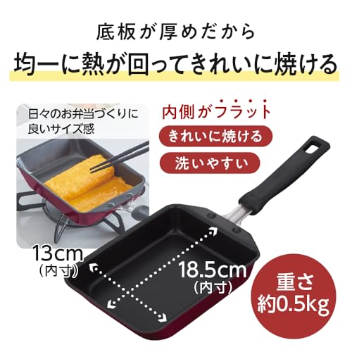 サーモス デュラブルシリーズ 玉子焼きフライパン 13cm レッド ガス火・IH対応 焦げつきにくい 耐久性コーティング PFOA PFOS不使用 KFM-013E R 最後 画像