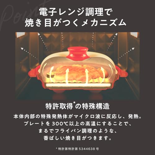 【公式】レンジメートプロ （ブラック） RANGEMATE PRO 電子レンジ専用調理器具 レシピブック付き 【特許技術使用】焼き魚 魚焼き レンジ 焼き目 丸型 レンジメイト グリル 中間 画像