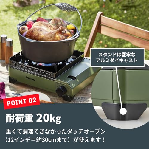 イワタニ Iwatani 岩谷 カセットコンロ カセットフー タフまる ケース付き キャンプ アウトドア BBQコンロ 停電対策 オリーブ 日本製 CB-ODX-1-OL 中間 画像