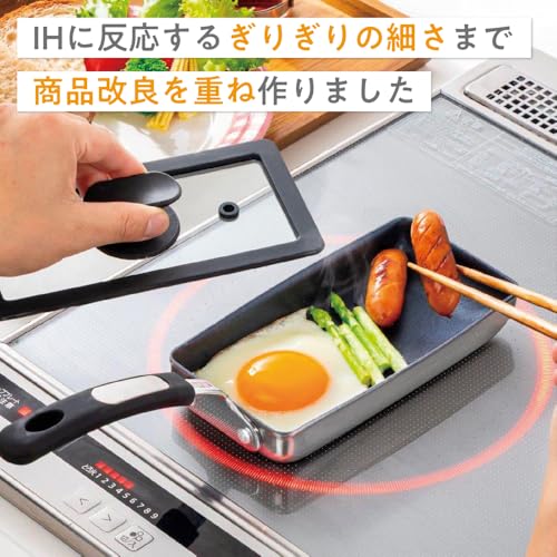 谷口金属 卵一個で作れる 玉子焼き 卵焼き フライパン IH ガス火対応 9×18cm 金属ヘラ対応 PFOS PFOA フリー 餃子 目玉焼き こびりつきにくい すべすべスリムストリール2 ステンレス 中間 画像