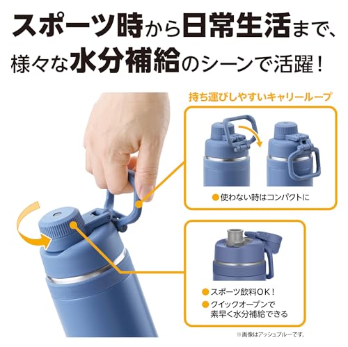 【ハンドル付き・食洗機対応】サーモス 水筒 真空断熱スポーツボトル 1L ブラック 持ち運びに便利なキャリーループ 直飲み 飲み口が外せて洗いやすい 保冷専用 FJU-1000 BK 中間 画像