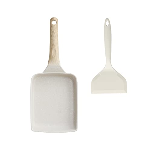 CAROTE カローテ 卵焼きフライパンセット2点 卵焼き器 14*18cm+ワイドターナー IH対応 PFOA PFOS フリー マーブルコート くっつかなく洗いやすい オール熱源 一年保証 CAROTE カローテ 卵焼きフライパンセット 選び方 実物画像・外観写真