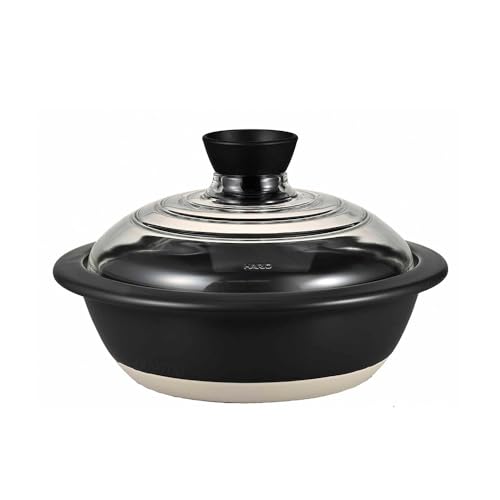 HARIO(ハリオ) フタがガラスの 土鍋 8号 2000ml 中身が見える 耐熱ガラス 陶器 日本製 GDN-225-B-W HARIO 土鍋 選び方 実物画像・外観写真