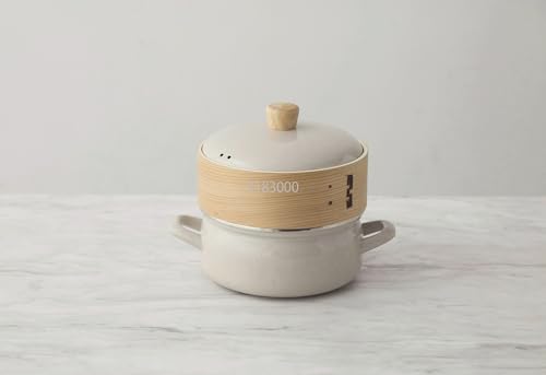 富士ホーロー 【正規品】 せいろ付きホーロー鍋 グレージュ 蒸し料理用鍋 直火対応 セイロと鍋の2WAY仕様 中間 画像