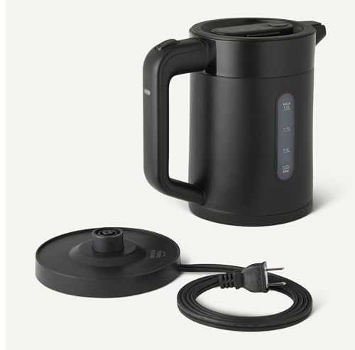 Amazonベーシック 電気ケトル 1.0L ふた取り外し可能 転倒お湯もれロック 空焚き防止機能付き 1250W 電気ポット 湯沸かし ブラック 中間 画像