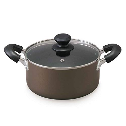 アイリスオーヤマ 両手鍋 20㎝ 鍋 蓋つき ガス火/IH対応 ガラス蓋付き ダイヤモンドコート 長持ち こびりつきにくい お手入れ簡単 ブラウン DIS-P20 アイリスオーヤマ 両手鍋 20㎝ 鍋 蓋つき ガス火 IH 対応 評判 実物画像・外観写真