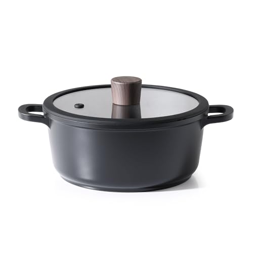 SENSARTE 両手鍋 24cm 鍋 深型 蓋付き 焦げ付きにくい 卓上鍋 カレー鍋 ガス火対応 お手入れ簡単 鍋料理 すき焼き鍋 煮物 ブラック SENSARTE 両手鍋 24cm 選び方 実物画像・外観写真