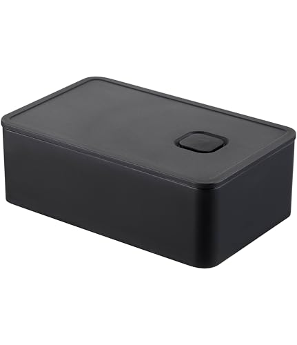 山崎実業(Yamazaki) バルブ付き密閉 ランチボックス ブラック 約14.7X9.2X5cm タワー ワンプッシュ密閉 食洗器 電子レンジ 対応 4824 山崎実業 バルブ付き密閉 ランチボックス 選び方 実物画像・外観写真