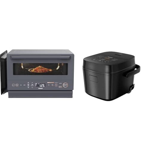 【セット買い】 [山善] スチームオーブンレンジ 省エネ 高効率 15L 一人暮らし 二人暮らし フラットテーブル グレー YRZ-WF150TV(H) + 炊飯器 3合 マイコン式 低温調理 AMRC-5M(B) ブラック 山善 スチームオーブンレンジ 選び方 実物画像・外観写真