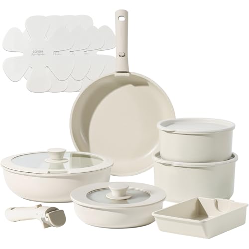 CAROTE カローテ フライパン セット 16点 IH対応 ガス火対応 PFOAなどの有害物質不使用 5層構造 軽量 取っ手のとれる マーブルコート くっつきにくい 鍋セット 卵焼き器 洗いやすい オーブン対応 一年保証 「アイスクリーム」シリーズ グレージュ CAROTE カローテ フライパン セット 選び方 実物画像・外観写真