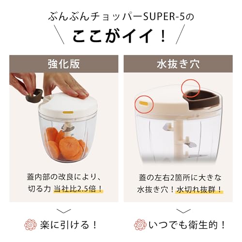 食洗機対応 強化版 2.5倍 K&A みじん切り器 900ml ふたも洗える ぶんぶんチョッパースーパー5 BBC-24BR ブラウン【トライタン】 最後 画像