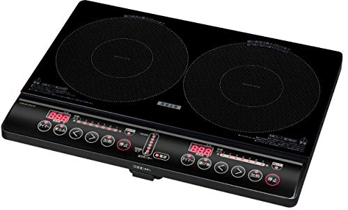 [山善] 2口 IHコンロ IHクッキングヒーター 1400W IH調理器 工事不要 (幅56cmタイプ) 煮込みモード搭載 静音設計 ブラック YEM-W1456(B) 2口IHコンロ 工事不要 選び方 実物画像・外観写真