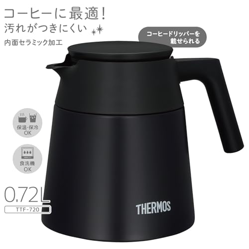 サーモス 真空断熱コーヒーサーバー 720ml ブラック 全パーツ食洗機対応 コーヒードリッパー対応 魔法びん構造 保温保冷 TTF-720 BK 最後 画像