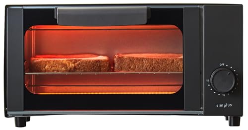simplus トースター オーブントースター 2枚焼き タイマー付き 受け皿付き パンくずトレー付き 一人暮らし SP-TB01 シンプラス コンパクト かわいい おしゃれ 小型 新生活 パン焼き トースト 切り餅 (タイマーのみ/ブラック) simplus トースター 選び方 実物画像・外観写真