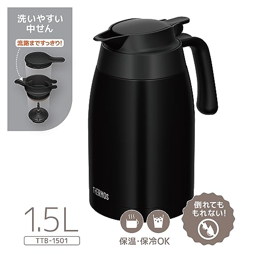 サーモス ステンレスポット 1.5L マットブラック 保温ポット 卓上ポット 魔法びん構造 保温保冷 TTB-1501 MTBK 最後 画像