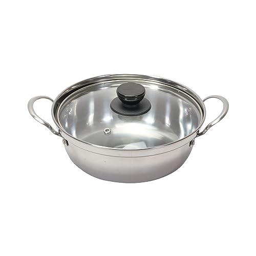 パール金属 鍋 卓上鍋 22cm ガラス蓋付 ステンレス製 IH対応 寄せ鍋 キムチ鍋 和楽庵 HC-43 パール金属 卓上鍋 IH対応 選び方 実物画像・外観写真