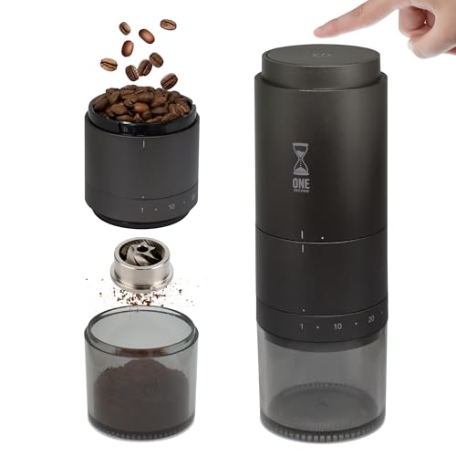 ONE SECOND 【ワンランク上の美味しさ】【エスプレッソ対応】 電動コーヒーミル 38段階 ステンレス刃 臼式 自動停止 タッチ操作 コードレス 水洗い可能 LINCS リンクス 電動コーヒーミル 選び方 実物画像・外観写真
