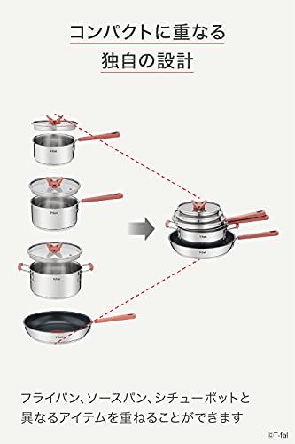 ティファール 両手鍋 20cm IH ガス火対応 PFOAなどの有害物質不使用 10年保証 「オプティスペース IHステンレス シチューポット」 ステンレス G72844 中間 画像
