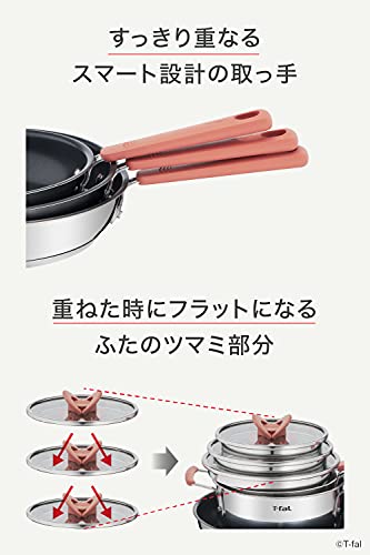 ティファール 両手鍋 20cm IH ガス火対応 PFOAなどの有害物質不使用 10年保証 「オプティスペース IHステンレス シチューポット」 ステンレス G72844 中間 画像