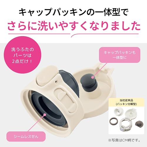 象印 水筒 大容量 600ml 【選べるサイズ】 洗いやすい シームレスせん 洗う点数3点 スポーツドリンクOK 保温・保冷 ワンタッチ マリンブルー SM-VB60-AM 中間 画像