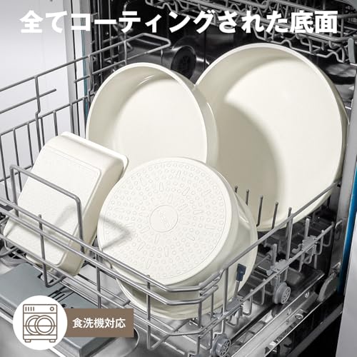 GiPP セラミックコーティング フライパン セット 11点 IH・ガス火対応 フッ素不使用 体に害のない くっつきにくい 鍋セット 取っ手が取れる 玉子焼き器 軽量 お手入れ簡単 食洗機対応 オーブン対応 PTFE PFOA PFOS フリー【一年保証】ホワイト 中間 画像