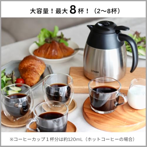 タイガー魔法瓶(TIGER) コーヒーメーカー 大容量8杯用 真空ステンレスサーバー アイスコース抽出可能 グレイッシュブラック ACE-N080KG 中間 画像