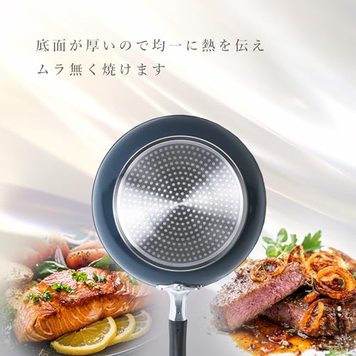 パール金属 フチ付きで頑丈・マーブル加工でこびりつきにくいフライパン 28cm IH対応 マーブルコート 金属ヘラOK フチ付 鍛造 コインプレス製法 ネイビー AZ-5616 中間 画像