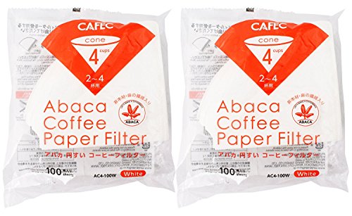 三洋産業 コーヒー フィルター アバカ 円錐形 2~4杯用 100枚入 2個パック 白 計200枚 AC4-100W 三洋産業 コーヒー フィルター 選び方 実物画像・外観写真