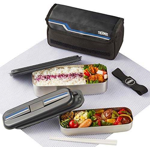 サーモス 弁当箱 ステンレス フレッシュランチボックス 1100ml ラインブラック DSD-1104W L-BK 中間 画像