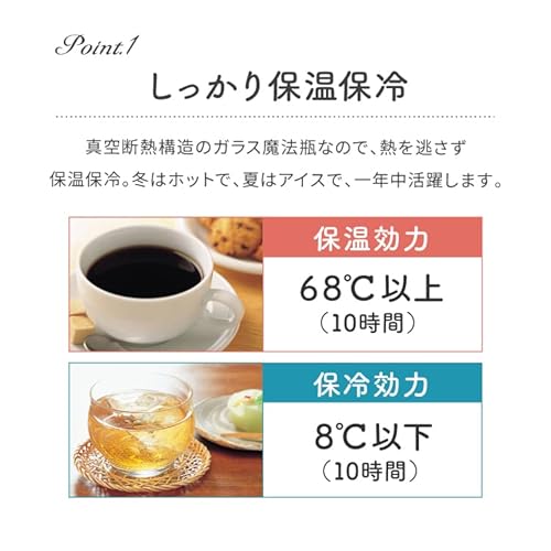 ピーコック魔法瓶工業(The-peacock) ピーコック 保温ポット 1.0L 保温 保冷 ガラス製 卓上ポット 魔法瓶 パッキン無し ハンディポット 保温力 電気不要 まほうびん ポット 日本製 アーバン GHD-100 ZA 中間 画像