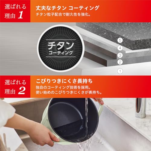 ティファール ココット鍋 24cm 両手鍋 無水調理 鋳物なのに軽くて使いやすい IH ガス火対応 PFOAなどの有害物質不使用 こびりつきにくさ長持ち 「キャストライン エアココット セージグリーン」 グリーン E26746 中間 画像