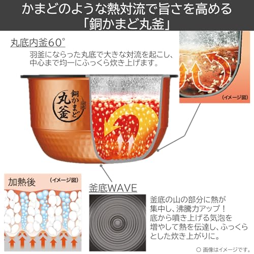 TOSHIBA(東芝) 炊飯器 炎匠炊き 5.5合 RC-10VRV(K) グランブラック 真空IH rice cooker 日本製 真空ひたし 真空保温白米40時間 中間 画像