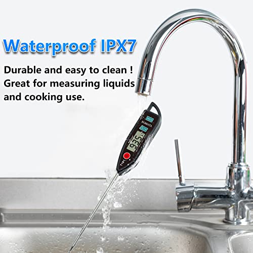 BOMATA Waterproof IPX7 Thermometer for Water, Liquid, Candle and Cooking. Instant Read Food Thermometer with Long Probe for Cooking, Meat, BBQ! T101 (Black Color) 最後 画像