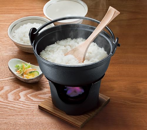 イシガキ いろり鍋 黒 16cm 木蓋付き コンロセット 鍋 ガス火 IH 対応 鉄鋳物 3983 中間 画像