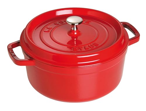 staub ストウブ 「 ピコ ココット ラウンド チェリー 18cm 」 両手 鋳物 ホーロー 鍋 IH対応 【シリアルナンバー付き日本正規販売品】 La Cocotte Round Z1033-328 ストウブ ピコココット 18cm 選び方 実物画像・外観写真