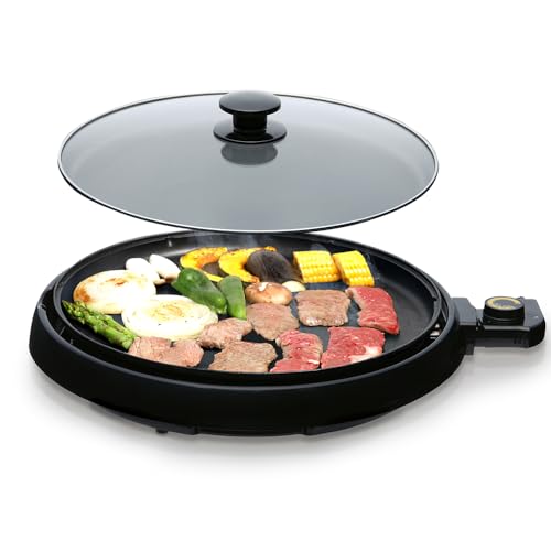 アイリスオーヤマ ホットプレート 温度調節 着脱式 丸型 IHP-C320-Bの外観・全体像 画像