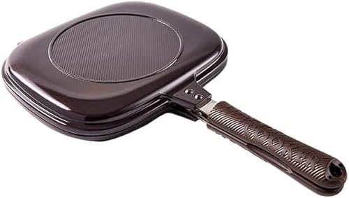 【HAPPYCOOKER公式】【IH/直火・ガス火対応】 両面フライパン ブラウン 本体×1、シリコンパッキン×2(交換用)、使用説明書兼レシピ×1 ハッピークッカーグルメパン 両面焼きフライパン 魚焼きグリル レギュラー ハンバーグ ステーキ ホットケーキ フライパン 調理器具 キッチングッズ キッチン用品 プレゼント 新生活 ガス火 キッチン雑貨 グリルパンの外観・全体像 画像