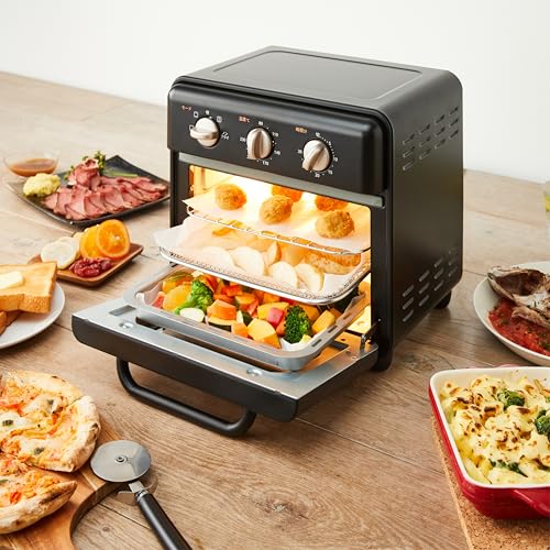 Comfee ' コンベクションオーブントースター 10L トースト2枚焼 4種類の加熱モード、3か所のトレイ設置 上下5本ヒーターの切替・ファンの強弱調整により、600Ｗから1200Ｗの出力(80~230℃の温度) CF-DE109-BKの特徴・詳細 画像